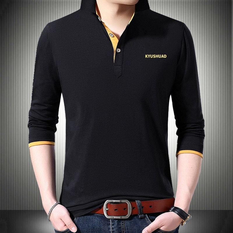 加肥加大码长袖t恤男士衬衫领