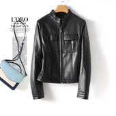 皮衣外套女小个子短款 立领黑色显瘦机车皮夹克2025新款 秋冬绵羊皮