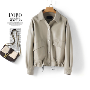 海宁真皮夹克女短款外套翻领韩版小个子皮衣2025年新款秋冬绵羊皮