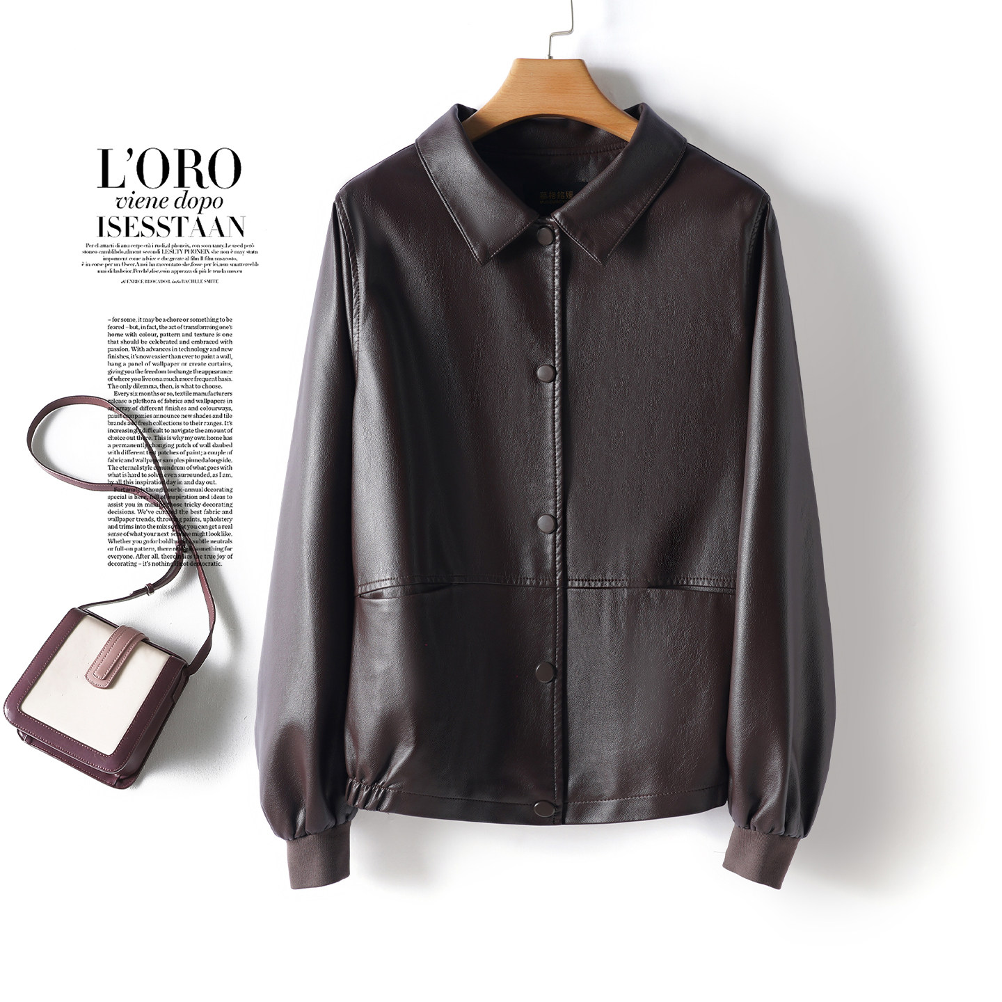 海宁皮衣女真皮短款翻领休闲加大码绵羊皮外套2025秋冬新款绵羊皮