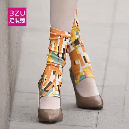 3ZU足装秀 日系踩脚中筒袜 时尚复古叠穿堆堆
