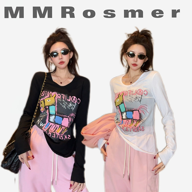 春装新款时尚韩版U领长袖T恤女休闲百搭显瘦上衣修身内搭薄打底衫,女装/女士精品,T恤,淘宝优惠券,粉丝福利购,淘宝优惠卷