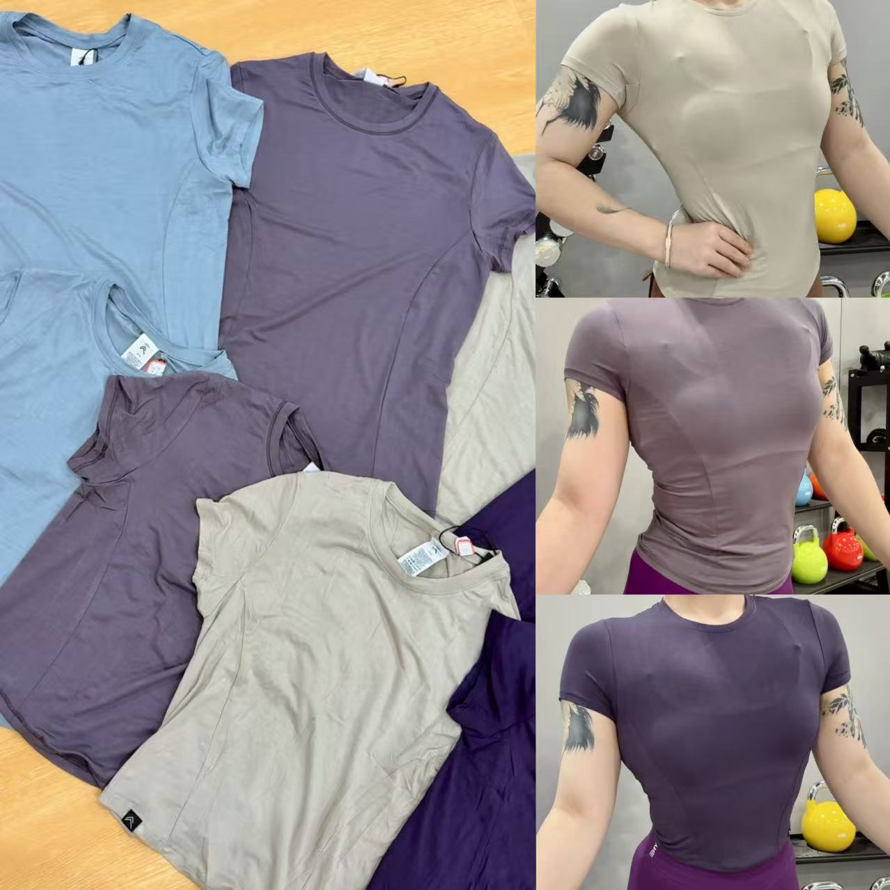 ONER~修身显瘦纯色超舒适圆领休闲运动短袖24地上长款25墙边-A949
