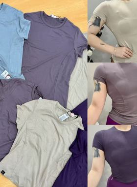 ONER~修身显瘦纯色超舒适圆领休闲运动短袖24地上长款25墙边-A949