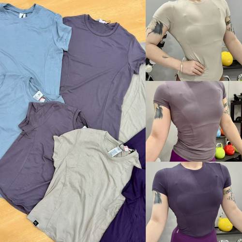 ONER~修身显瘦纯色超舒适圆领休闲运动短袖24地上长款25墙边-A949