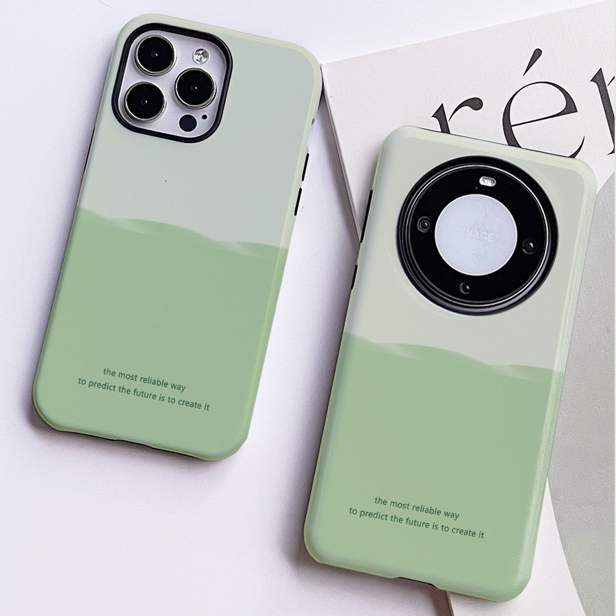 巷午 简约高级感豆沙绿苹果15小米14u红米note13华为mate60/p70vivox100菲林手机壳oppofindx7三星s24u一加12