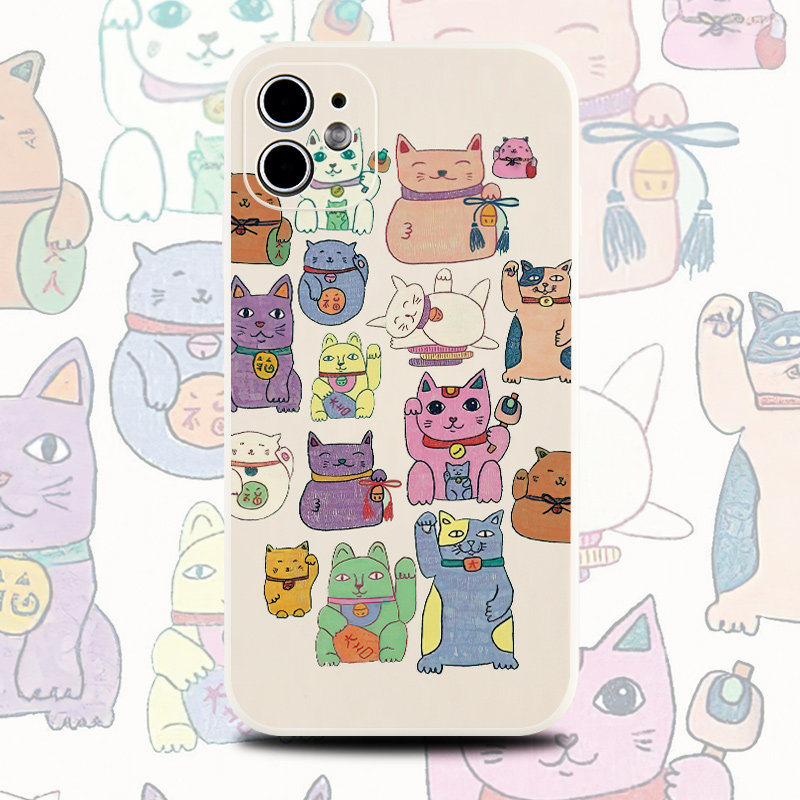 巷午 趣味可爱招财猫适用于苹果15/12/xr红米note13华为mate60oppofindx7u小米14硅胶手机壳v