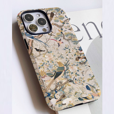 巷午 中式广绣花鸟适用于苹果15小米14红米k70一加12三星华为mate60荣耀100ivivos18硬壳非刺绣手机壳oppoa2p