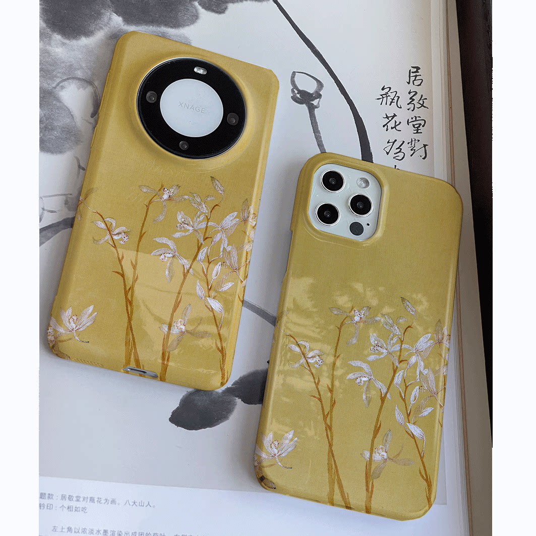 巷午 中式复古花朵苹果15p小米14/13/vivox100/OPPOfindx7三星s24华为mate60pura70荣耀magic6菲林亮面手机壳