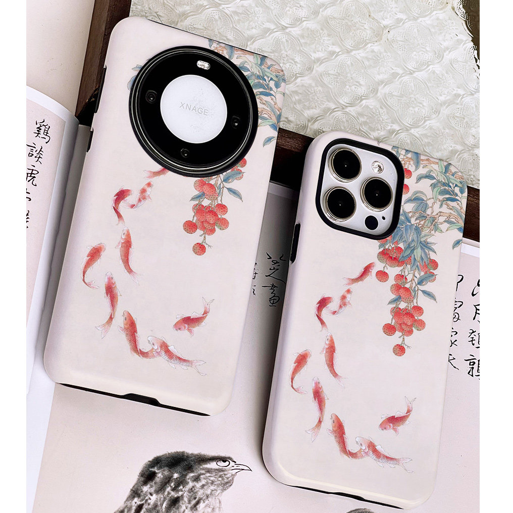 巷午 中式梨子锦鲤苹果15小米14/13红米k70华为mate60荣耀90/vivox100二合一菲林手机壳oppofindx7u三星s24