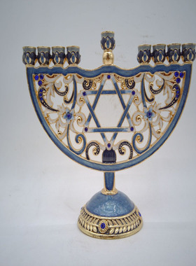 以色列九头烛台犹太光明节九灯台珐琅彩圣诞节烛台摆件menorah