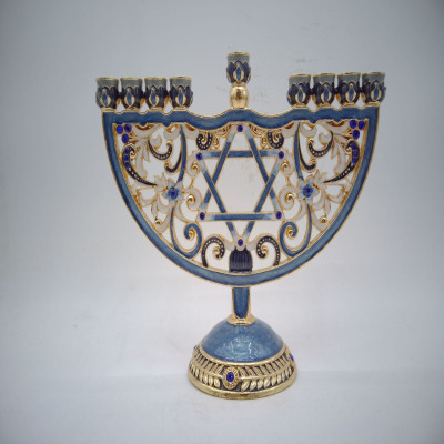 以色列九头烛台犹太光明节九灯台珐琅彩圣诞节烛台摆件menorah