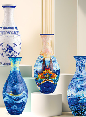 3D拼图花瓶DIY客厅摆件插花家居装饰儿童生日圣诞礼物玩具拼图