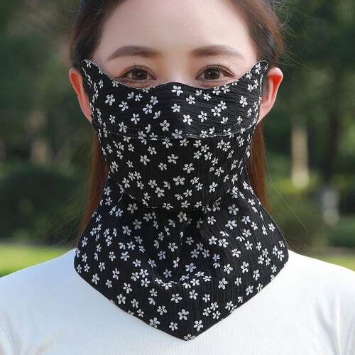 防晒口罩女士夏季薄款透气立体加大护颈一体骑行遮阳防紫外线面罩