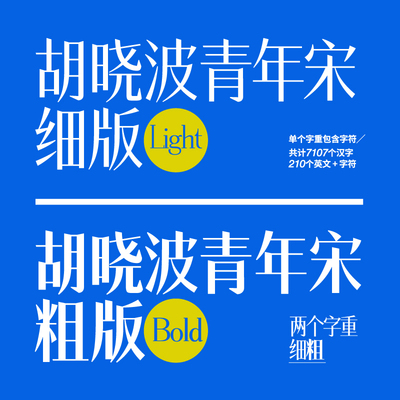 【胡晓波字体】胡晓波青年宋体 粗/细字重 商用正版字体字库素材