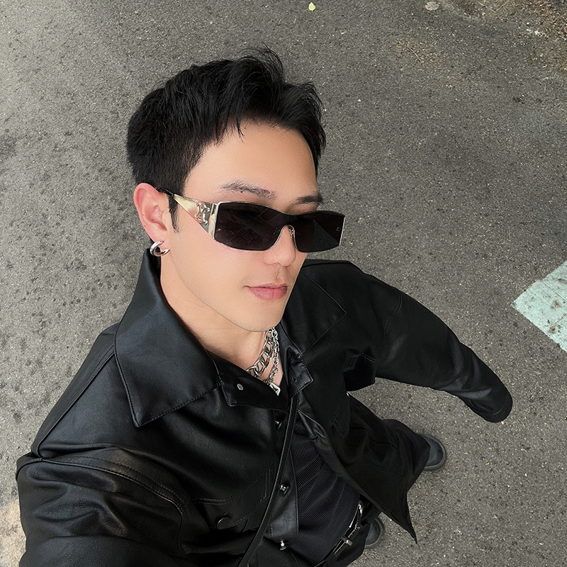 ALASYA复古新浪潮连体金属90年代时髦墨镜Y2K时髦太阳眼镜男女酷