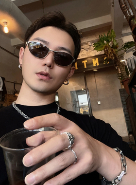 ALASYA老钱风未来时髦Y2K墨镜拽酷ins网红同款金属太阳眼镜男女潮