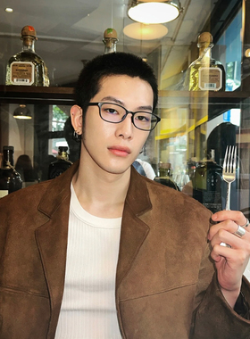 ALASYA 窄框防蓝光斯文眼镜复古黑框百搭素颜眼镜潮男女装饰小脸