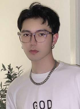 ZQC#百搭灰色透明框架眼镜方形复古INS潮人网红男女款韩版街头