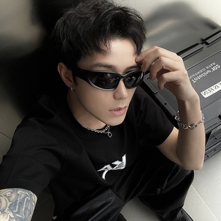 Alasya黑色太阳眼镜户外运动遮阳防晒墨镜男士 骑行防风2023新款