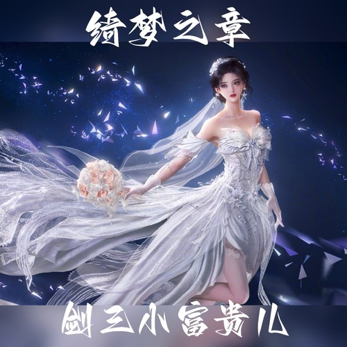 剑网3剑三外观婚纱盒子绮梦之章礼盒黑白发衣服头纱帽挂件不解缘