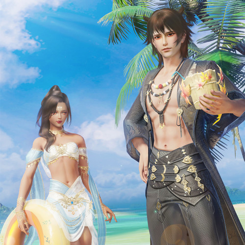 剑网3剑三外观泳衣泳装盒子笑语盈海礼盒黑白蓝粉