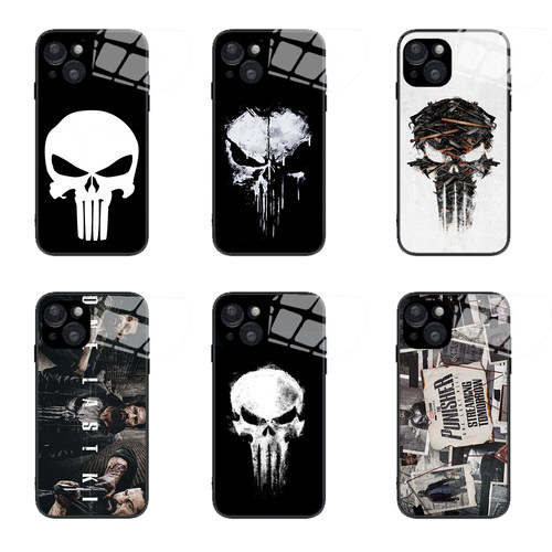 适用iPhone15保护套惩罚者最后一击Punisher手机套磁吸玻璃壳小米14华为mate荣耀华为三星s24苹果17pro手机壳