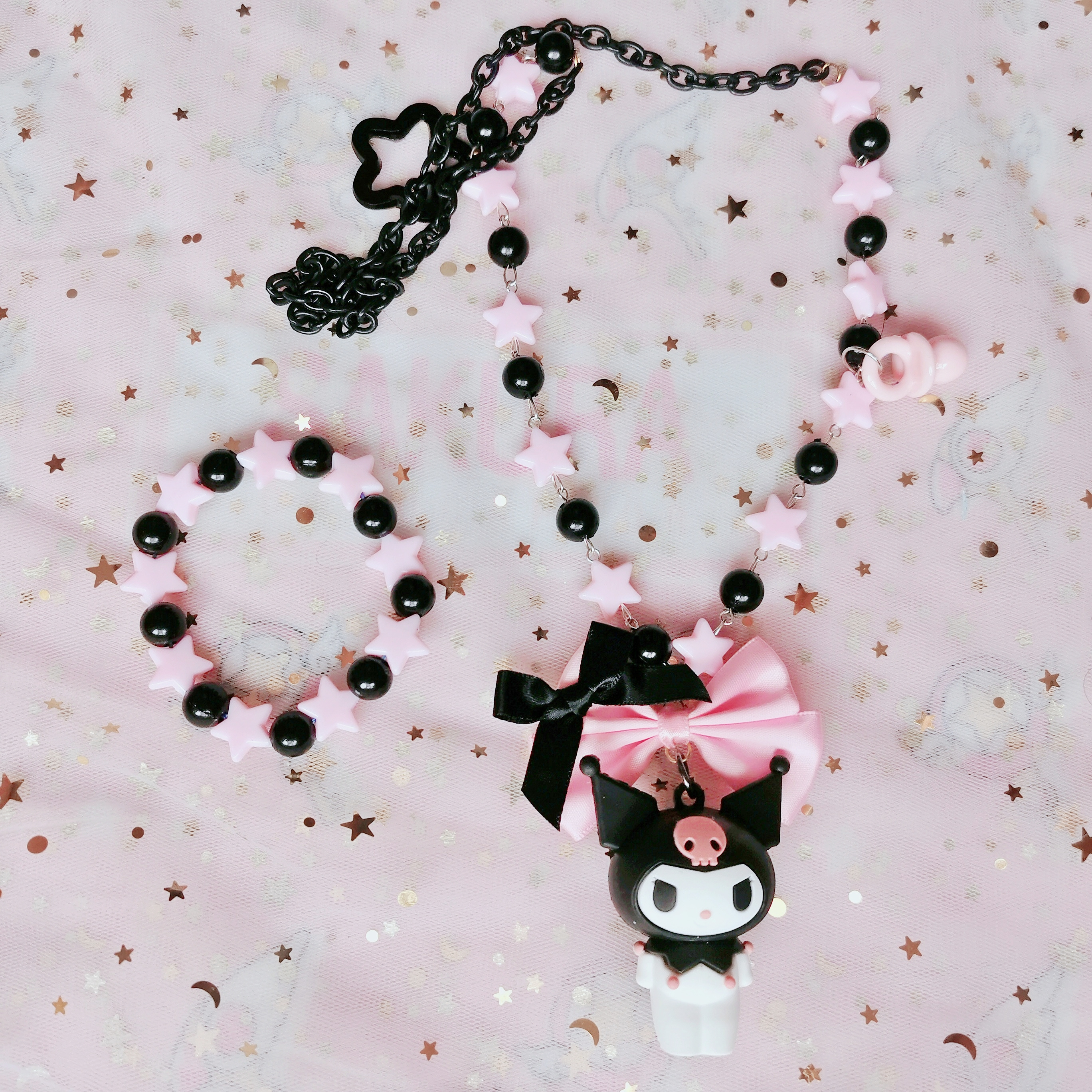【小仙女】lolita黑粉呲甜库洛米kuromi项链手链ap小物mt配饰甜娘