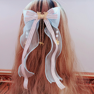 【小仙女】lolita天国少女樱茶边夹夜樱水灯中华风小物发饰仙气