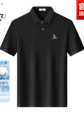 袋鼠纯棉polo衫男款短袖2025夏季新款中年T恤衫上衣爸爸装