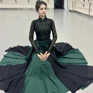 新款蒙古族舞蹈演出服装女成人艺考大摆裙练习长裙民族半身裙套装