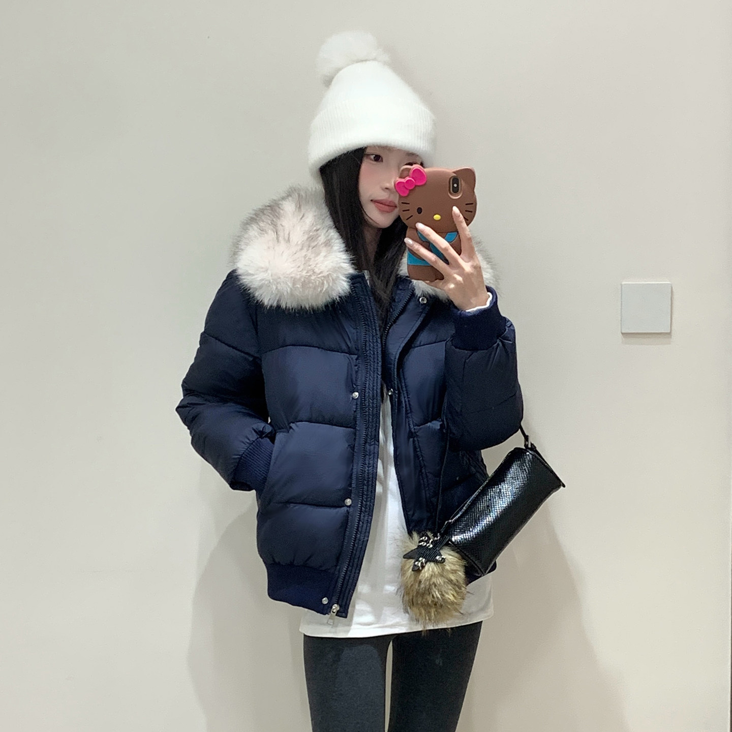 韩系泡芙羽绒棉服女大毛领冬季短款加厚保暖小个子超好看棉袄外套