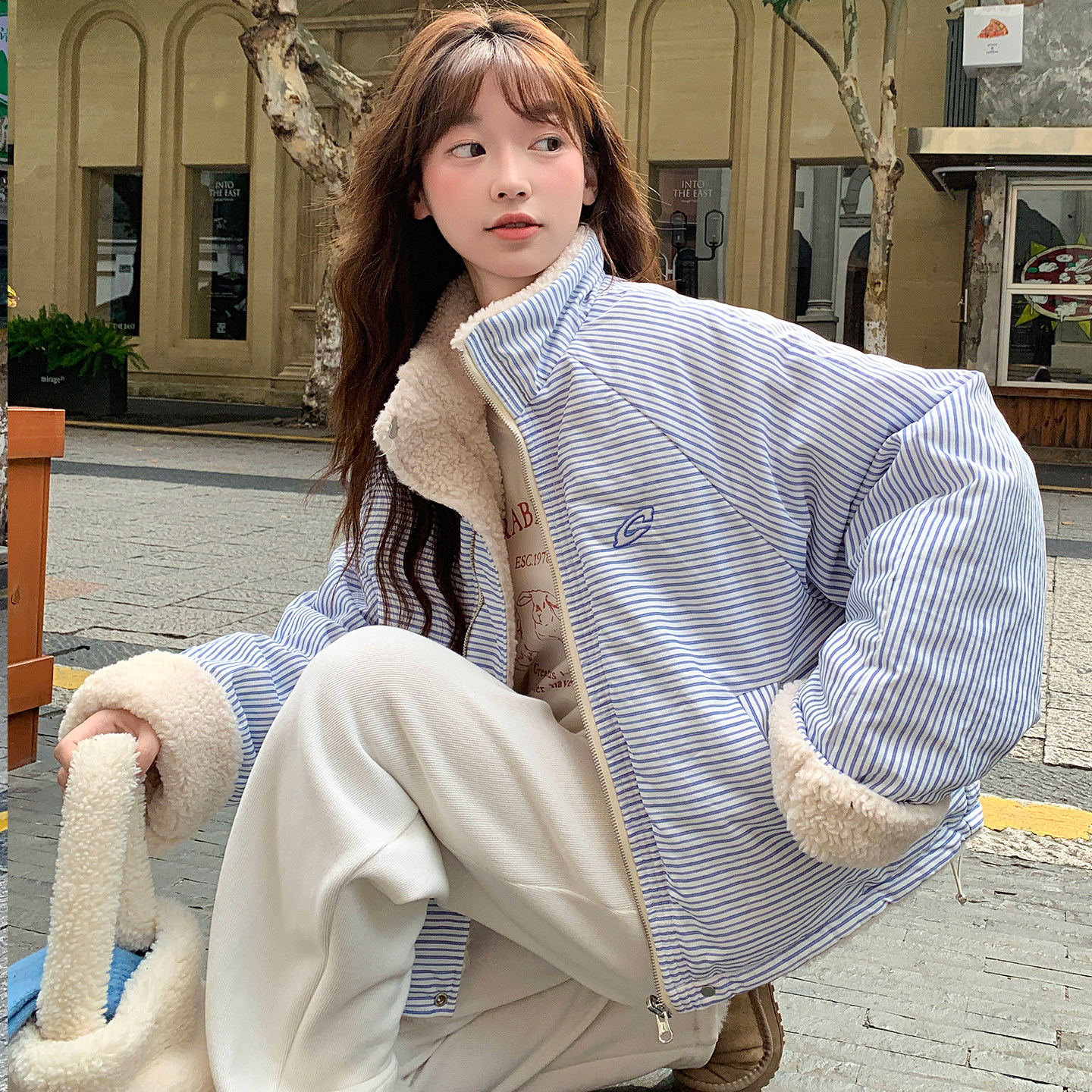 超好看夹棉厚外套羊羔毛棉服女款2026新款冬季韩系两面穿棉衣棉袄