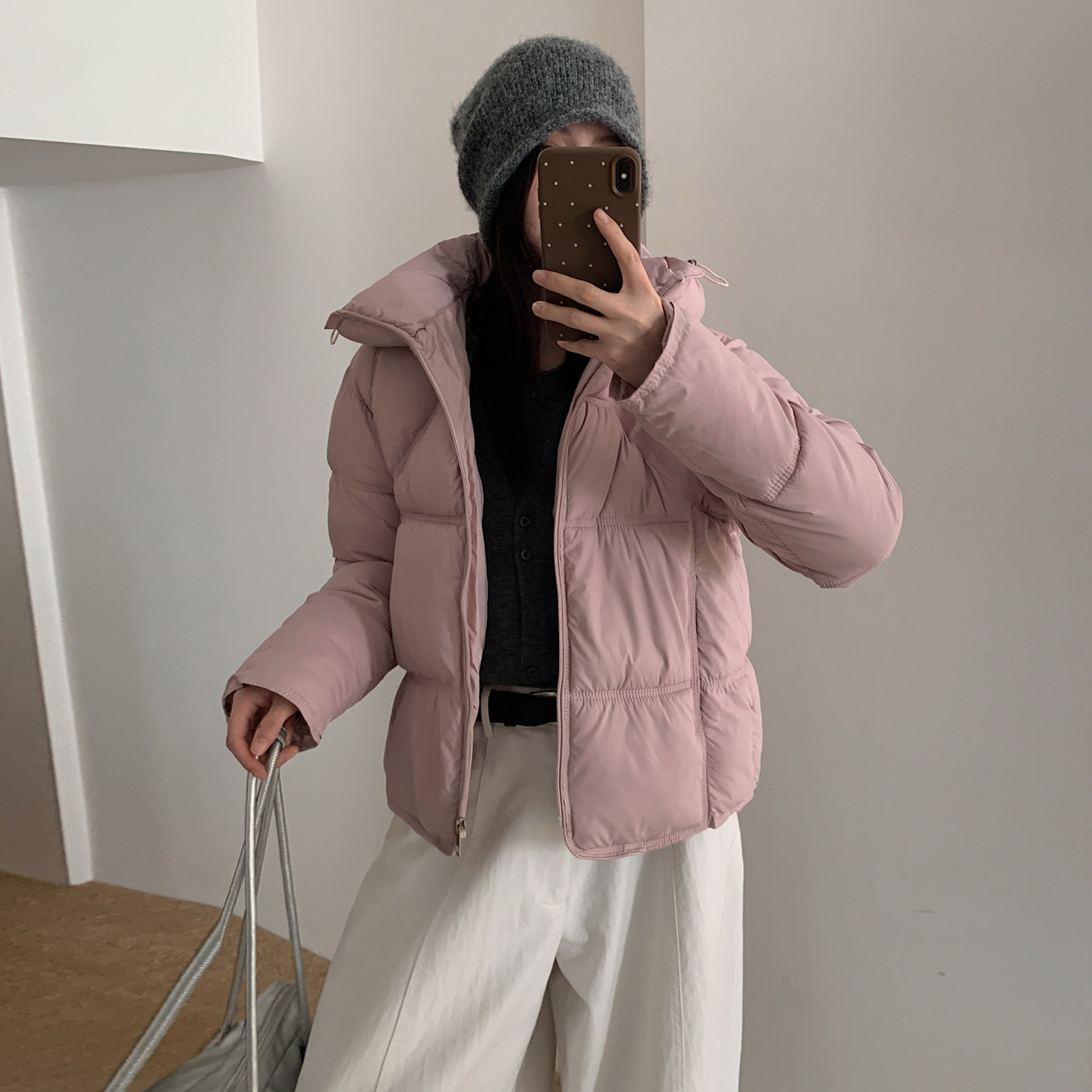 韩系云朵泡芙连帽羽绒棉服女冬季新款加厚保暖面包服短款棉衣外套