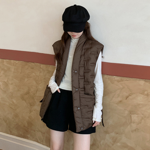 2026秋冬季新款设计感羽绒棉马甲女简约中款气质百搭显瘦加厚外套