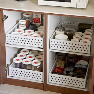 橱柜收纳改造拉篮抽屉式柜子储物收纳盒收纳筐厨房橱柜抽拉收纳篮