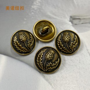 LP蓟花图腾金属纽扣英伦风复古金色扣子时尚羊绒针织毛衣开衫钮扣