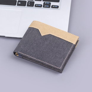 男士钱包男款帆布wallet man男式钱夹卡包男美金包牛仔布男款皮夹