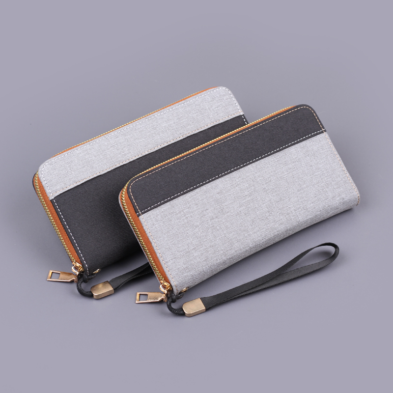 男士手包帆布男款腕包新款手拿包手腕带男手机包男式长款拉链钱包