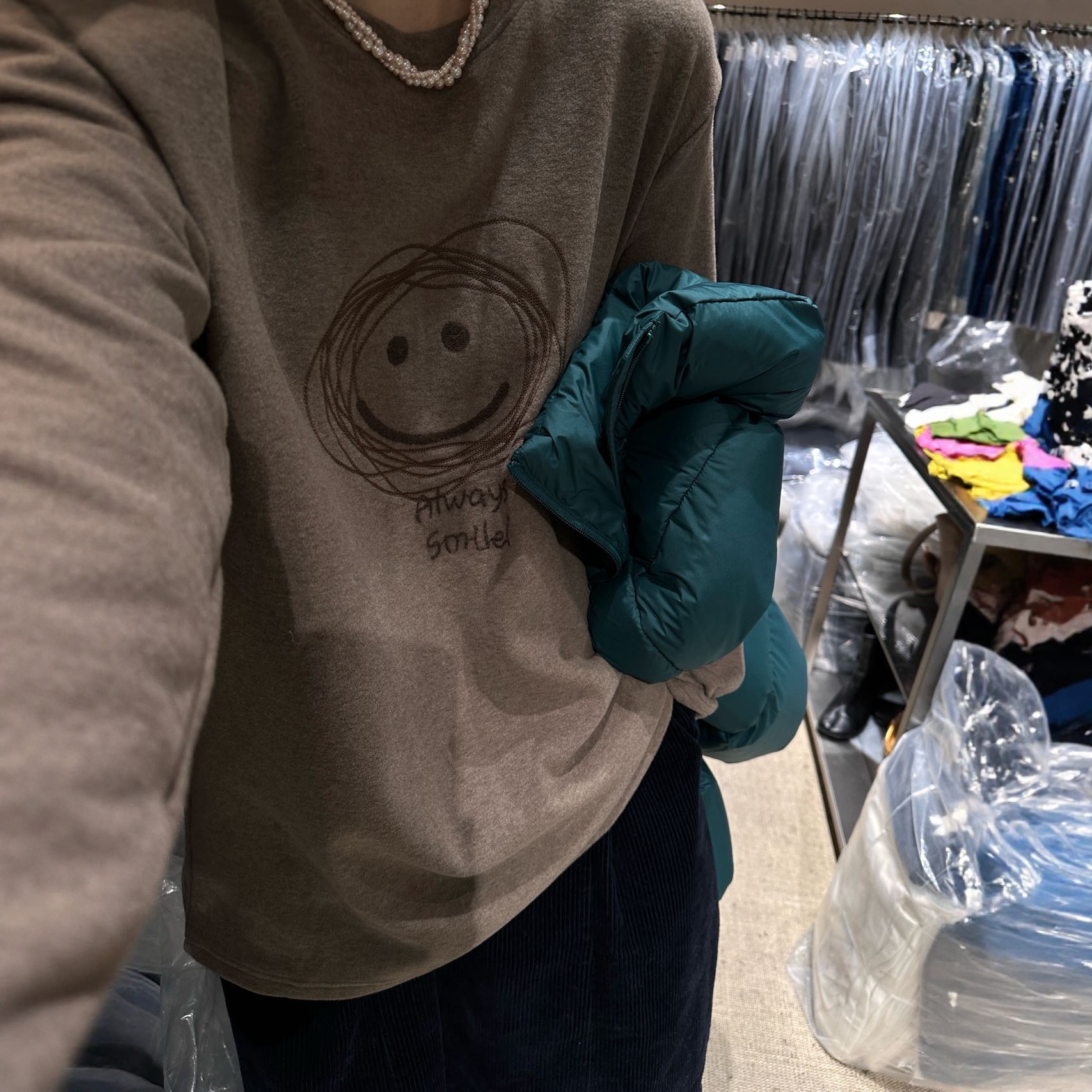 东大门2025冬新品韩版宽松显瘦新疆长绒棉慵懒感加厚款长袖T恤女