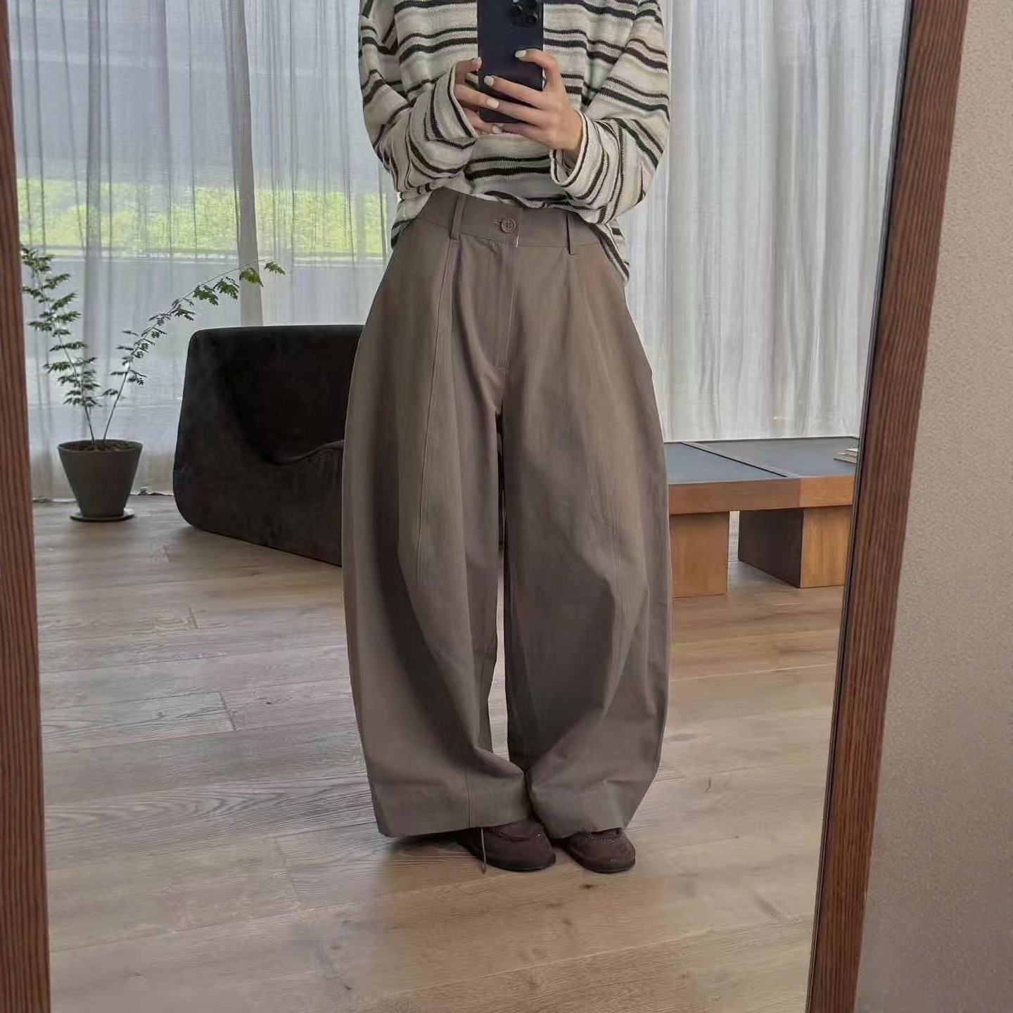 2025秋季新款韩版宽松显瘦百搭休闲裤女高腰直筒阔腿长裤子