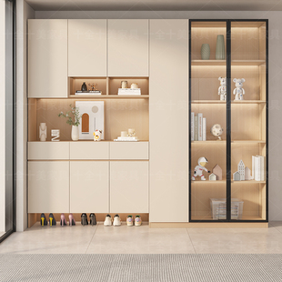 实木鞋柜玄关柜入户换鞋凳一体客厅隔断柜家用门口定制收纳储物柜