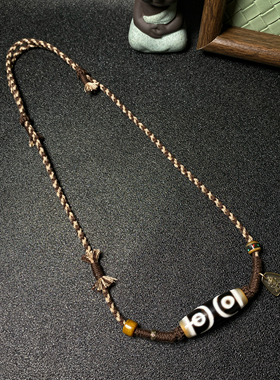 藏式手工编织天珠蜜蜡项链绳