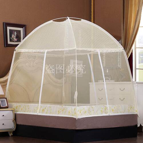 三开门防蚊布加高蒙古包蚊帐