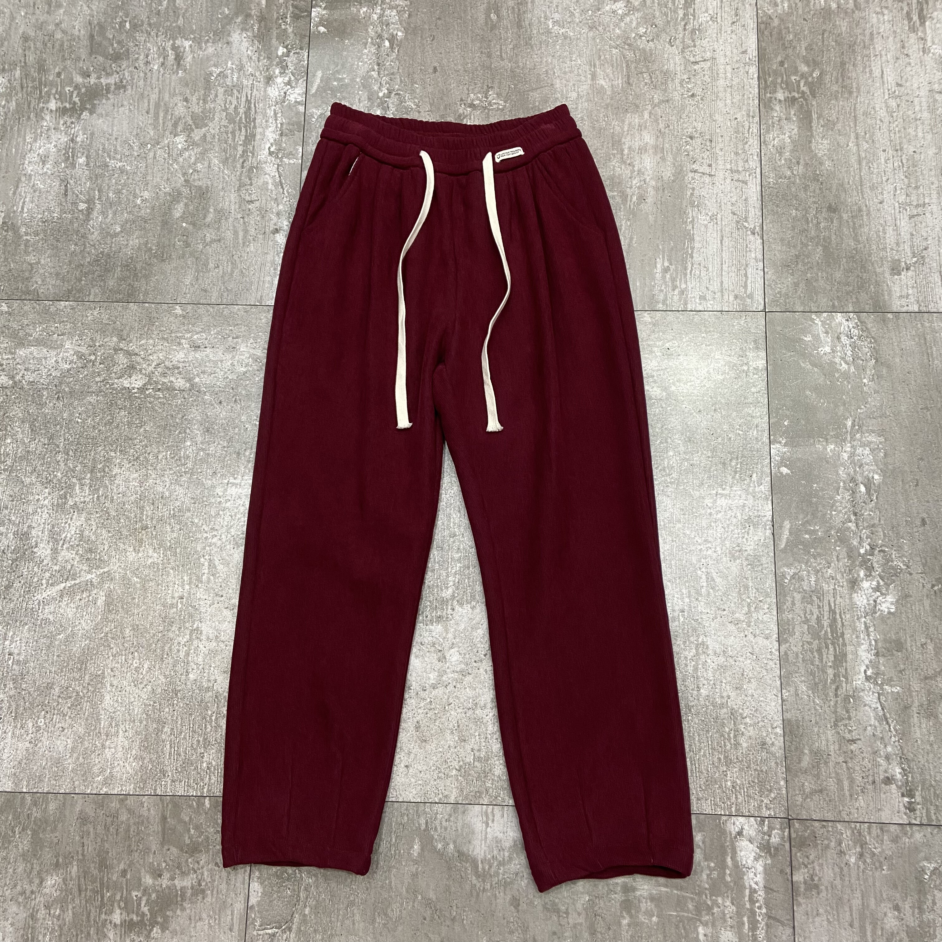 2025冬新款韩版宽松休闲深红色加绒奶奶裤女高腰显瘦灯芯绒裤子