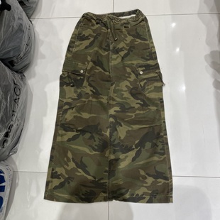 显瘦显腿长时尚 2025早秋新款 牛仔半裙女松紧腰长款 韩版 迷彩工装
