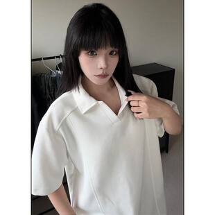 新款 白色翻领短袖 夏季 T恤男装 休闲宽松高级感通勤百搭上衣 Polo衫