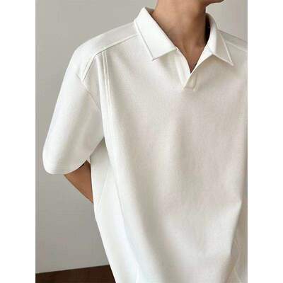 小青少年高街POLO衫尼妮家短袖翻领上衣街头潮流力正肩T恤衫短袖