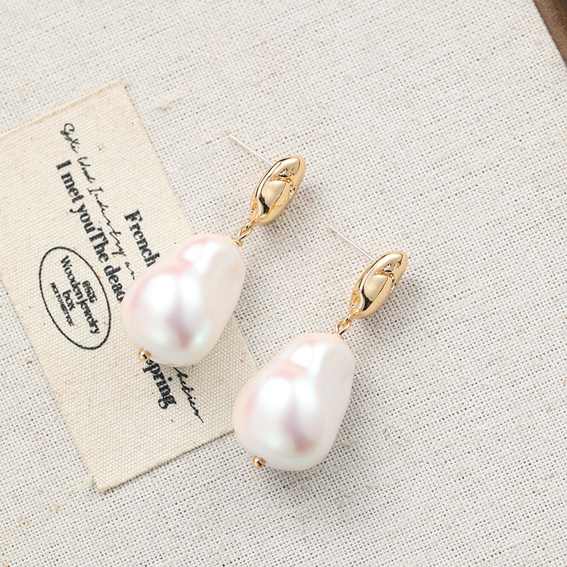 2025新款欧美法式轻奢异形巴洛克珍珠耳环仿马贝炫彩珍珠耳坠耳饰