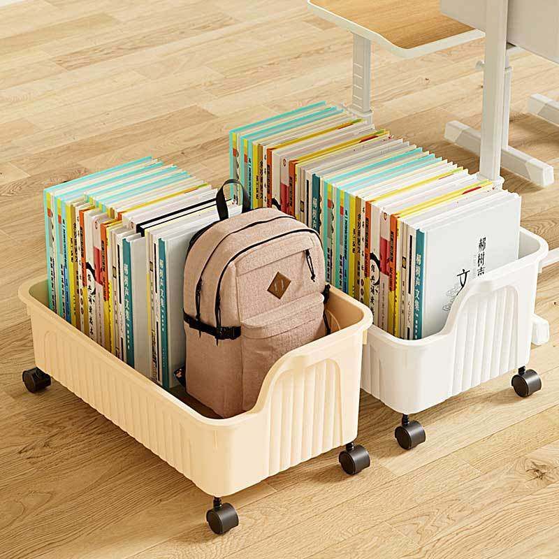 移动收纳盒可置物架带神器滑轮书包桌下架收纳书包放小推车书本